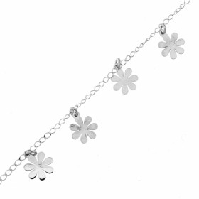 Bracelet argent maille cheval sept breloques fleurs Dimension dune fleur: 9*9mm Longueur ajustable 17 à 19cm