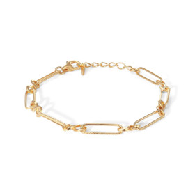 Bracelet argent doré composé signes infinis 5x9mm maillons rectangles rainurés 5x17mm Longueur ajustable 17,5 à 20cm Systè...