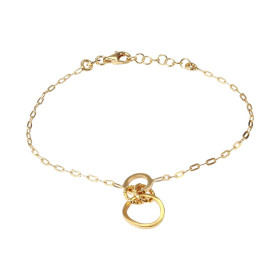 Bracelet argent doré composé 2 cercles 8 10mm diamètre relié par 2 anneaux ciselés Chaîne 1,5mm large Longueur : 17 à 19cm...