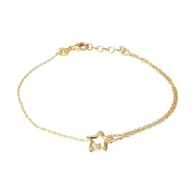 Bracelet en argent doré composé d'une étoile avec un oxyde de zirconium. Chaine maille forçat de 1m de large. Longueur : 1...
