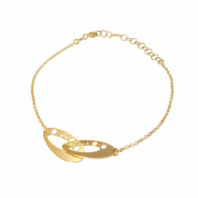 Bracelet en argent doré composé de 2 ovales ajourés entelacés. Dimension ovale : 10x20mm. Chaîne maille forçat ronde de 1,...