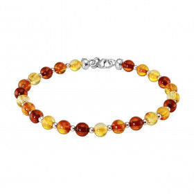  Bracelet des perles d ambre 3 couleurs différentes 5mm diamètre des perles d argent 2mm diamètre Longueur : 18cm 