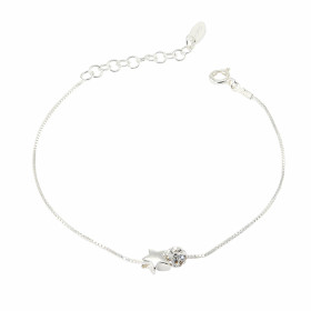 Bracelet argent composé d une étoile 6x5mm d une boule à strass 5mm diamètre Chaîne maille vénitienne : 0,7mm large Longue...