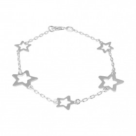 Bracelet argent composé 2 étoiles 15x15mm 3 étoiles 10x10mm Chaîne maille forçat 1,8mm large Longueur du bracelet : 19,5cm
