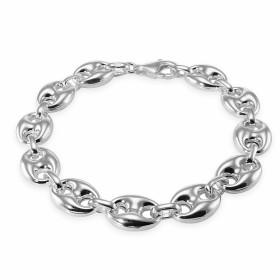  Bracelet Argent 925 maille grains café Largeur du bracelet (au plus large) : 11 mm Longueur du bracelet : 23 cm 