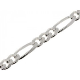 Bracelet pour homme en Argent. Maille Figaro Alternée 1.3. Largeur de la maille : 6.1mm. Longueur du Bracelet : 19cm