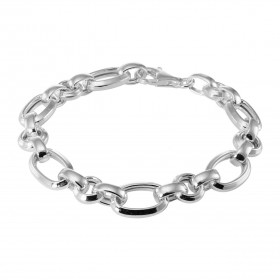 Bracelet argent alternance d ovales cercles Longueur : 20cm Largeur : 11mm