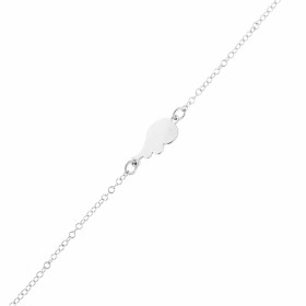 Bracelet argent fin maille jaseron petit motif aile d ange au centre Largeur: 6mm Longueur ajustable 18 à 20,5cm