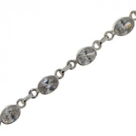 Bracelet Argent 925 Oxyde zirconium serti pierres 7x5mm Longueur : 19cm
