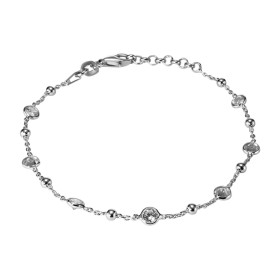 Bracelet argent composé 7 oxydes zirconium sertis clos 4mm large Chaine maille forçat perlée 1mm large Longueur : 17 à 18,...