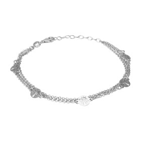 Bracelet argent rhodié 3 rangs des arbres vie dans des cercles 6mm diamètre Chaîne maille ronde 1,4mm large Longueur : 17 ...