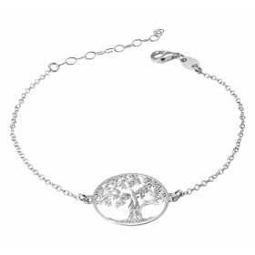 Bracelet argent rhodié un arbre vie 20mm diamètre Chaine ronde 1.5mm large Longueur ajustable 17 à 21cm