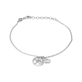 Bracelet argent rhodié composé d un arbre vie dans un cercle 10mm diamètre un oxyde zirconium 6mm diamètre Chaîne maille r...