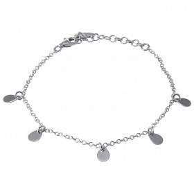 Bracelet argent rhodié 5 breloques forme poire Longueur ajustable 16 à 19cm Largeur : 7mm