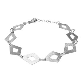 Bracelet Argent Rhodié Brossé Losanges