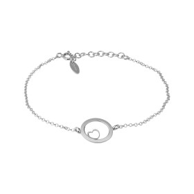 Bracelet argent rhodié composé d un cercle 12mm diamètre un coeur ajouré à l intérieur Chaîne maille ronde 1,4mm large Lon...