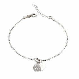 Bracelet argent rhodié composé d un cercle 10mm diamète d un plus petit sertie d oxydes zirconium Chaîne maille perlée : 1...