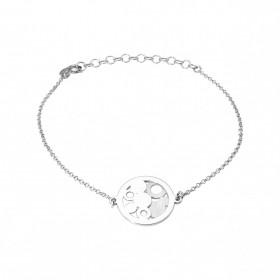 Bracelet argent rhodié composé 2 disques superposés ajourés cercles, l un argent lisse l autre argent satiné Dimension du ...