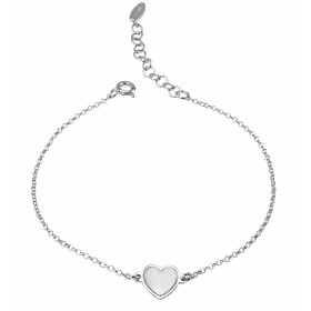  Bracelet argent rhodié composé d un coeur blanc 9x9mm Chaîne maille jaseron : 1,3mm large Longueur ajustable 17 à 20cm 