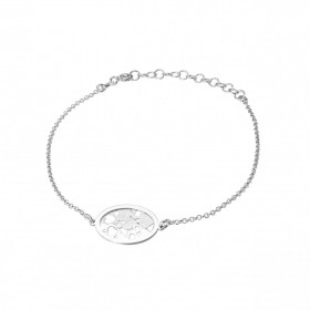 Bracelet argent rhodié composé 2 ovales superposés ajourés coeurs, l un argent lisse l autre argent satiné Dimension l ova...