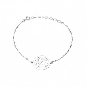 Bracelet argent rhodié composé 2 disques superposés ajourés coeurs, l un argent lisse l autre argent satiné Dimension du d...