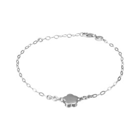 Bracelet argent rhodié composé d une petite fleur 8x8mm 2 oxydes zirconium serti clos 3mm Chaîne 1,9mm large Longueur : 17...