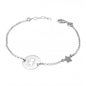 Bracelet argent rhodié composé d une plaque 13mm diamètre un garçon ajouré d une petite étoile Chaîne maille jaseron : 1,7...