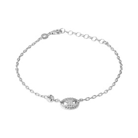 Bracelet en argent rhodié composé d'un motif grain de café de 7x10mm serti d'oxydes de zorconium avec une perles argent ci...