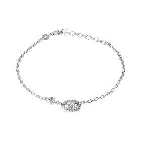 Bracelet argent rhodié composé d un motif grain café 7x10mm serti d oxydes zorconium une perles argent ciselée 4mm Chaîne ...