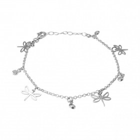  Bracelet argent rhodié composé 4 breloques libellules 4 breloques oxydes zirconium sertis clos dimension libellule : 10x9...