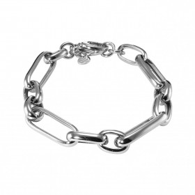 Bracelet en argent rhodié maille alternée. Largeur : 10mm. Longueur du bracelet : 20cm