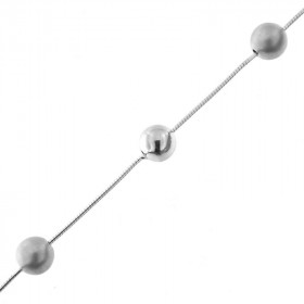 Bracelet argent rhodié maille oméga, quatres boules dont deux lisses deux satinées Diamètre des boules : 8mm Largeur maill...