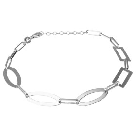 Bracelet Argent Rhodié Maillons Ovales et Rectangulaires