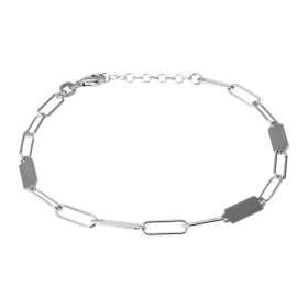 Bracelet Argent Rhodié Maillons Ovales Vide et Pleins