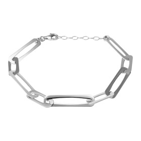 Bracelet argent rhodié composé maillons rectangulaires Largeur du bracelet : 6mm Longueur : 17 à 19cm Système d attache : ...
