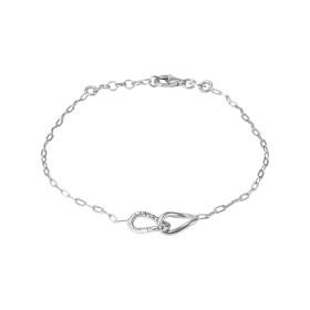 Bracelet argent rhodié composé d un ovale lisse un ovale ciselé entrelacés Chaîne 1,5mm large Longueur : 17 à 18,5cm Systè...