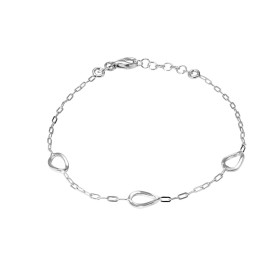 Bracelet argent rhodié composé 3 ovales ondulés 5x8mm Chaîne 1,5mm large Longueur : 17 à 19cm Système d attache : mousqueton