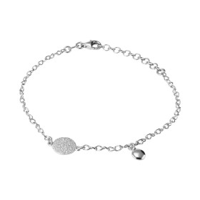 Bracelet argent rhodié composé d un rond 8mm diamètre martelé d une breloque rond 5mm diamètre Chaîne maille ovale 2mm lar...