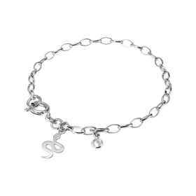  Bracelet argent rhodié composé d une breloque serpent 8x14mm un oxyde zirconium serti clos 4mm diamètre Chaîne maillons o...