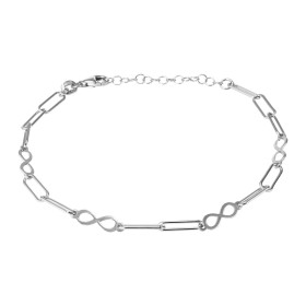 Bracelet argent rhodié composé maillons ovales 4 signes l infini 4x10mm Largeur du bracelet : 4mm Longueur : 18 à 21cm Sys...
