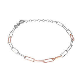 Bracelet en argent rosé composé de maillons ovale rosé et de maillons ovales ciselés. Largeur du bracelet : 4mm. Longueur ...