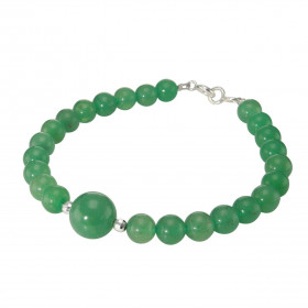 Bracelet Aventurine 6-10mm et Argent. Ce bracelet est composé de pierres de 6mm et d'une pierre de 10mm en son centre. Ell...