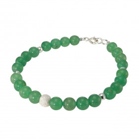 Bracelet Aventurine 6mm et Argent. Ce bracelet est composé de pierres de 6mm, de 4 perles facettées en Argent de 4mm de di...