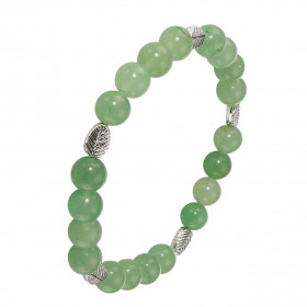 Bracelet Aventurine 8mm et Motif Feuille