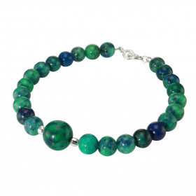 Bracelet Azurite 6-10mm Argent Ce bracelet est composé pierres 6mm d une pierre 10mm son centre Elle est séparée par 2 per...