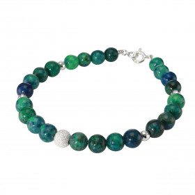 Bracelet Azurite 6mm Argent Ce bracelet est composé pierres 6mm, 4 perles facettées Argent 4mm diamètre d une perle argent...
