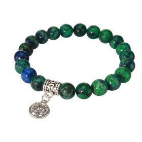 Bracelet Azurite 8mm et Breloque Arbre de Vie