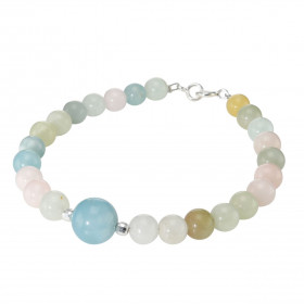 Bracelet Béryl Multicolore 6-10mm Argent Ce bracelet est composé pierres 6mm d une pierre 10mm son centre Elle est séparée...