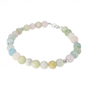 Bracelet Béryl Multicolore 6mm Argent Ce bracelet est composé pierres 6mm, 4 perles facettées Argent 4mm diamètre d une pe...