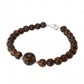Bracelet Bronzite 6-10mm Argent Ce bracelet est composé pierres 6mm d une pierre 10mm son centre Elle est séparée par 2 pe...